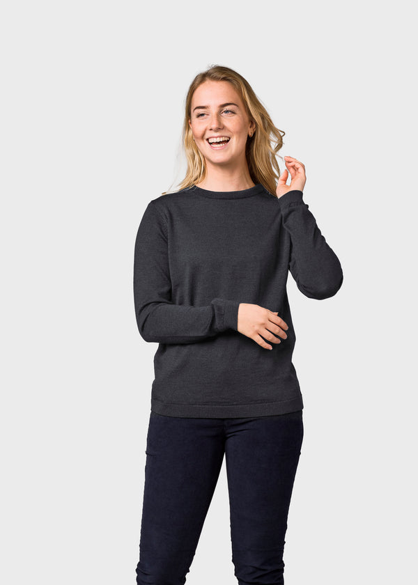 Klitmøller Collective ApS Womens basic merino knit Knitted sweaters Anthracite