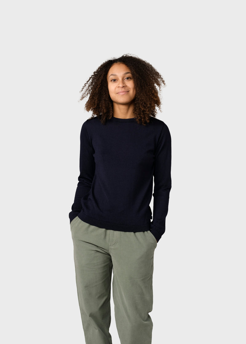 Klitmøller Collective ApS Womens basic merino knit Knitted sweaters Navy