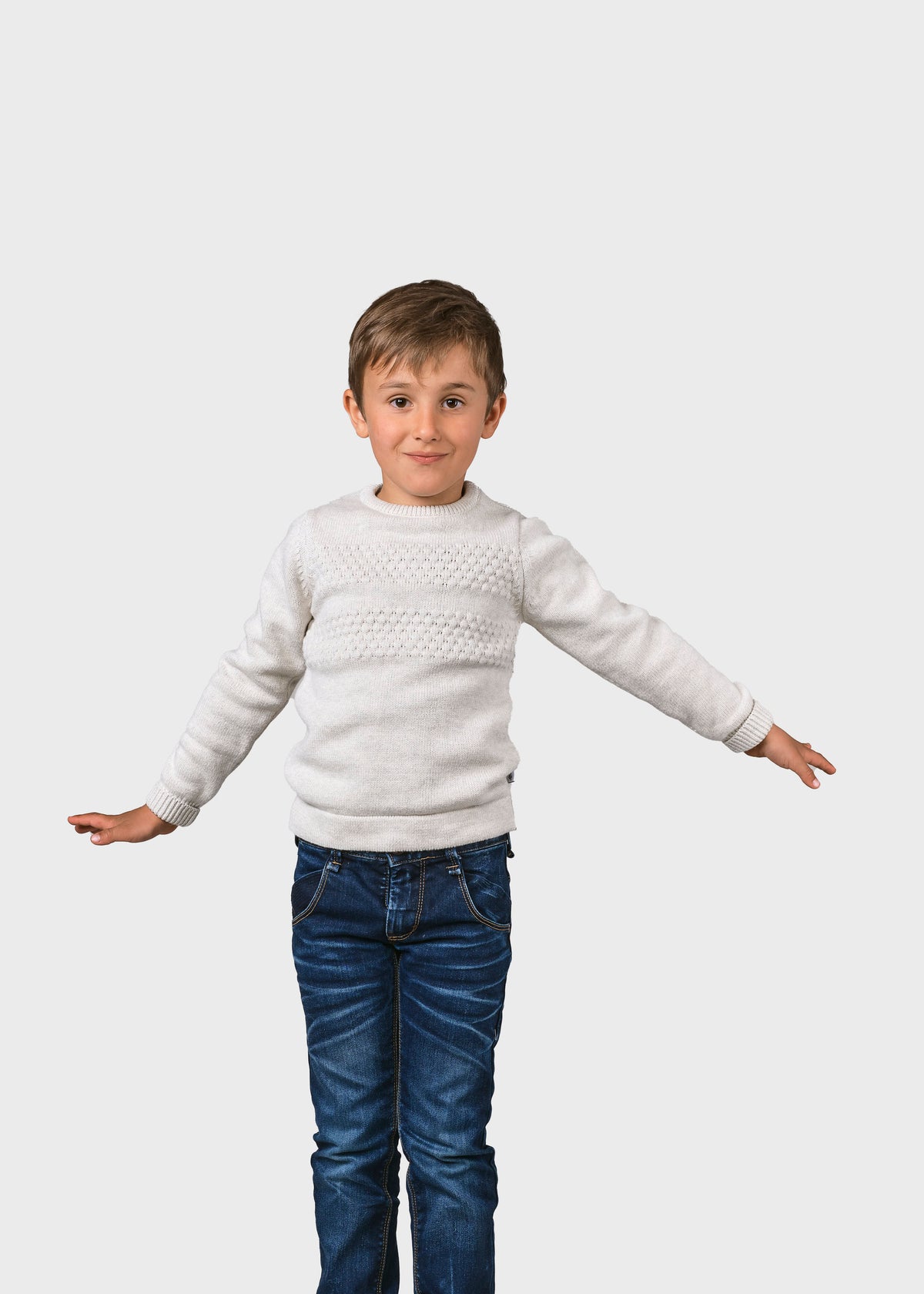 Klitmøller Collective ApS Kids fisher cotton knit Knitted sweaters Cream