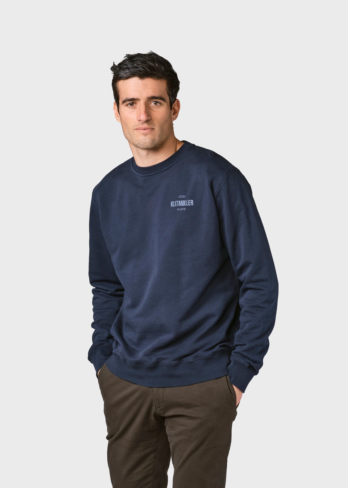Klitmøller Collective ApS  Mens small logo crew Sweatshirts Navy
