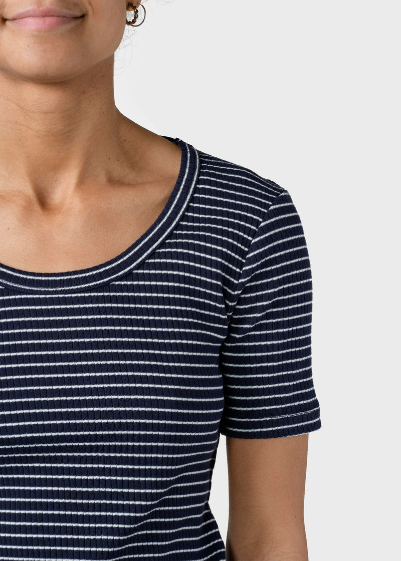 Klitmøller Collective ApS Rib tee stripes T-Shirts Navy/cream