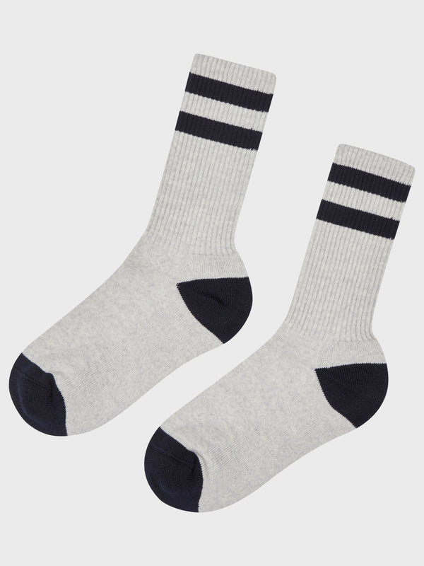 Klitmøller Collective ApS Striped merino sock Socks Pastel grey/navy
