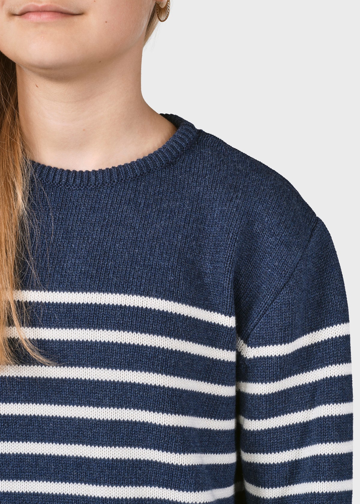 Klitmøller Collective ApS Kids stripe cotton knit Knitted sweaters Ocean/cream